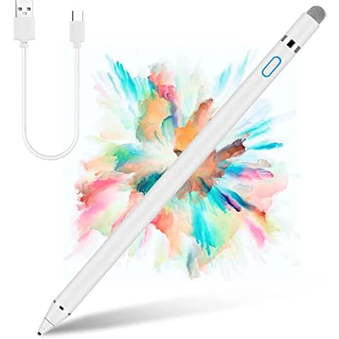 smartelf Stylus Pen for iPad,Capacitive Digital Pencil with 1.45mm Ultra Fine Tip Stylus, Active Electronic Pen Compatible iPhone Samsung Phone Tablets for Precise Writing Drawing Cover