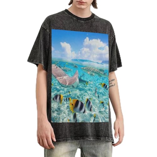 T-shirt surdimensionné hommes manches courtes vintage en coton léger