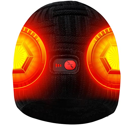 Autocastle Men Women Rechargeable Electric Warm Heated Hat Winter Battery Heat Skull Beanie