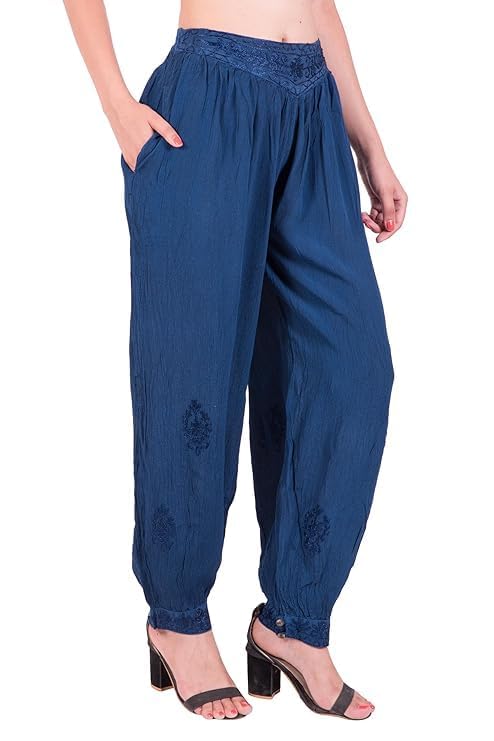 LUJOSO Harem Pants for Women | Stylish Afghani Salwar | Women's Rayon Fabric Pants Loose Fit for Yoga & Dancing | Waist Size 22 to 42 Inches, Free Size 1