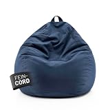 Lumaland Comfort Line Sitzsack Feincord XL - 250 L | bequemer Sofa Sessel Cord – ideal zum Pouf | EPS Perlen Bean Bag mit Füllung | Indoor Sitzsessel - waschbar | Liegesack für Erwachsene & Teenager