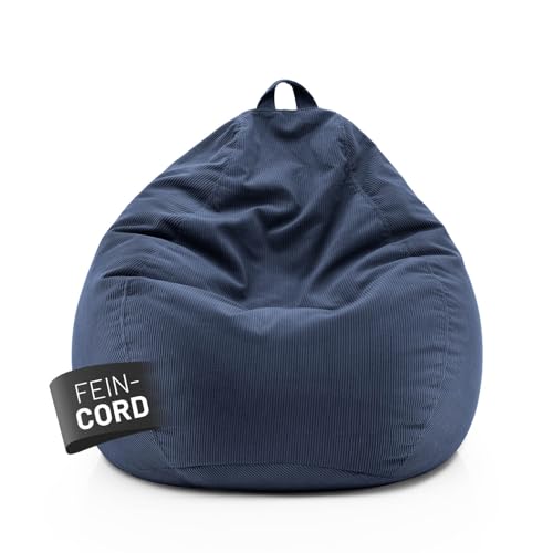 Lumaland Comfort Line Sitzsack Feincord XL - 250 L | bequemer Sofa Sessel Cord ideal zum Pouf | EPS Perlen Bean Bag mit Füllung | Indoor Sitzsessel - waschbar | Liegesack für Erwachsene & Teenager