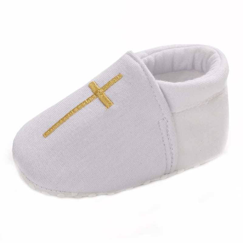 Sehfupoye Chaussons Bébé en Coton Doux à Semelle Flexible, Chaussons Maison, Bottillons de Baptême pour 0-18 Mois, Chaussures Respirantes Prémarché pour...