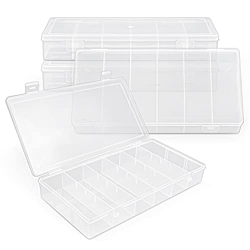 Image of 4 Pack 6-Grids Plastic Fishing Tackle Bait Hooks Storage Box Mascara Brushes Container Plastic Storage Organizer Container for Crafts, Beads Earrings