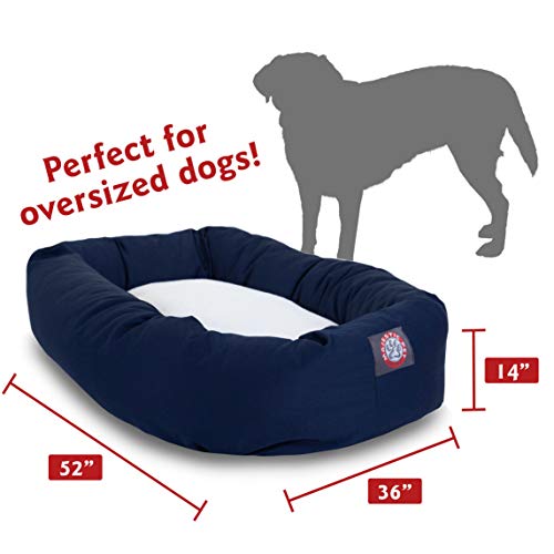 Image of 52 inch Blue & Sherpa Bagel Dog Bed By Majestic Pet Products