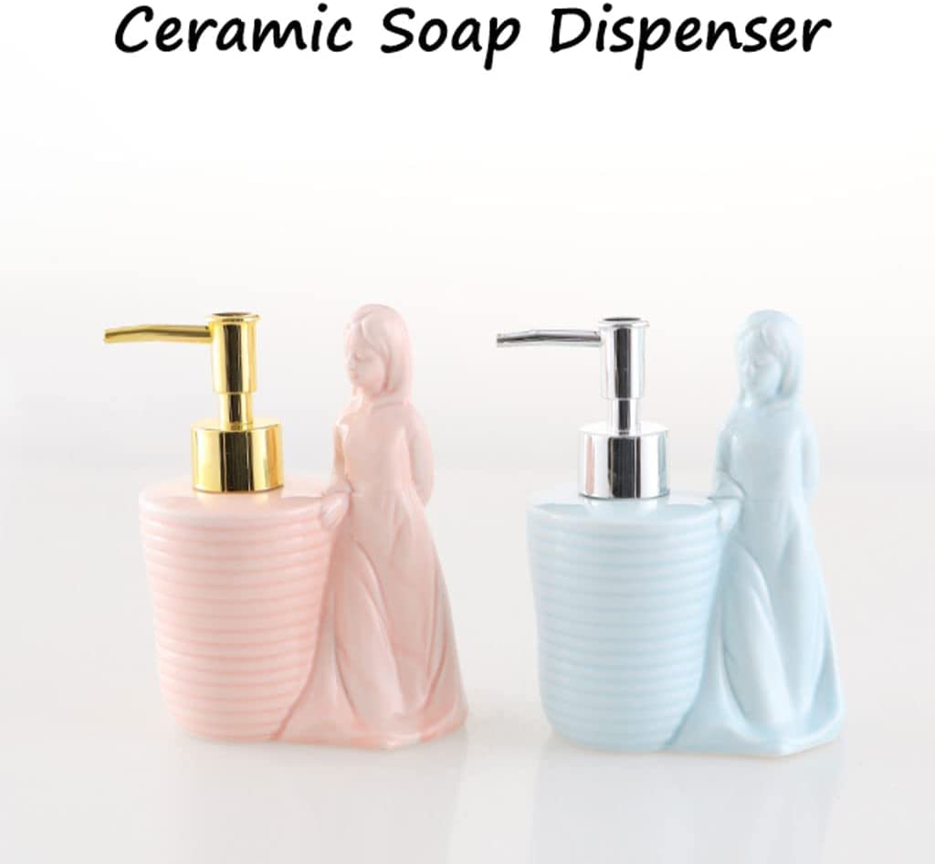 dozownik mydła Keramische Zeepdispenser Vintage Zeeppomp Geperst Metalen Pomp Hoofd Lotion Dispenser Voor Familie Kinderkamer, 8.5 Oz/250 Ml Prosty