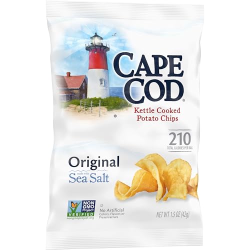 Cape Cod Potato Chips, Original Kettle Cooked Chips, Snack Bags 1.5 Oz (56 count)