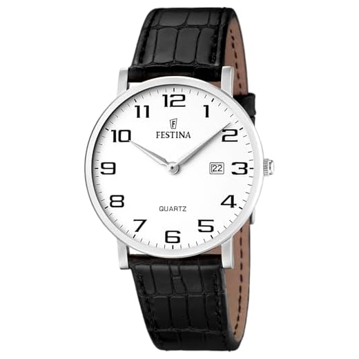 Festina Montre pour Homme F16476/1 Correa Clasico Boîtier en Acier Inoxydable Gris Bracelet en Cuir Noir