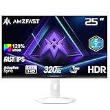 Amzfast 25インチ 320Hz ゲーミングモニター白 Fast IPS (1msMPRT /sRGB118%/320cd/m²) /Adaptive Sync対応 / HDMI2.0×2 DP1.4×2 低ブルーライト 5年保証 ホワイト AMZG25F6F(HDMI+DP ケーブル付属)