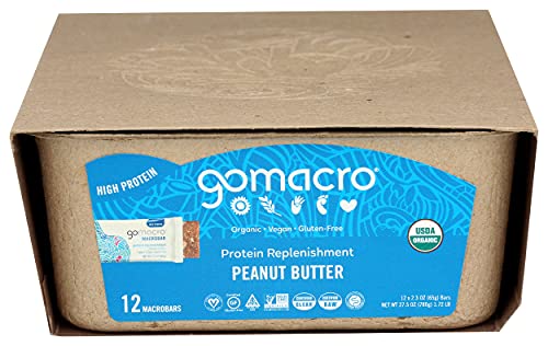 Image of GoMacro MacroBar Organic Vegan Protein Bars - Peanut Butter (2.3 Ounce Bars, 12 Count)