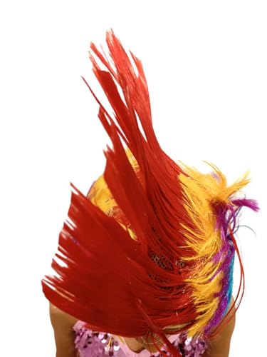 Image of BookMyCostume Assorted Mohawk Wig for Kids & Adults | Funky Rockstar Punk Style Fancy Dress Hairwig | Western Dance Hair Accessory for Boys & Girls | Cock Style Hair for kids for Theme Parties | Free Size