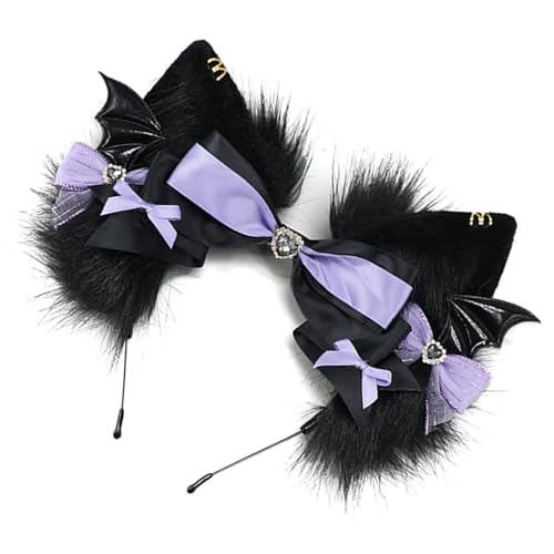 Serre-tête oreilles de chat avec queue ajustable pour vos décorations d'Halloween