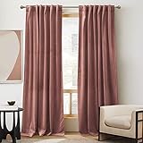 Picture of RYB HOME Soft Velvet Curtain for Home Decoration, Room Darkening Window Curtains & Drapes Thermal Insluated Noise Reuding Vertical Shade for Sliding Door Home Office, W52 x L120 inch, Wild Rose, 2 Pcs