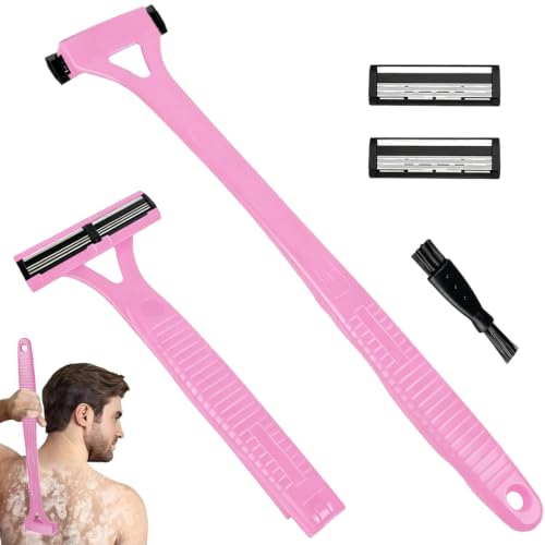 Afeitadora de Espalda para Hombres con 2 Cabezas y Brazo Extensible de 45 cm - Rosa