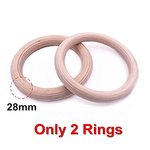 Anillas de Gimnasia de Madera 28 mm con Correas Ajustables miniatura 2