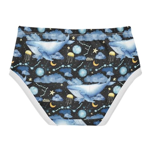 Joisal Cotton Toddlers Underwear Floral Watercolor Blue Whales Night Space Little Girl Panties Animals Kids Undies Briefs 2t2