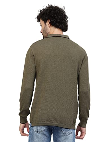 Image of Kalt Mens Basic Solid Full Sleeves Polo Cotton Blend Knitted Regular Fit Polo-Neck T-Shirts with Collar Stylish