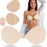 Rosefly Push Up Strapless Bra for Women, Backless Sticky Bra or Replaceable Adhesive for Deep V Cleavage