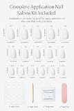 AZUREBEAUTY Press On Nails Squre krótkie białe paznokcie do naklejenia, pełne pokrycie, jakość salonowa, miękkie paznokcie żelowe, krótkie sztuczne paznokcie z klejem do paznokci
