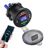 Caricabatteria da auto, Display digitale Tipo C Adattatore per telefono | Caricabatterie da auto modificato con display digitale, PD+QC3.0, USB C, per veicolo, moto, barca