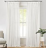 zeerobee Linen Curtains for Living Room/Bedroom 84 Inch Length 2 Panels Set, Light Filtering Linen Drapes, Textured Natural Light Reducing Privacy Curtains, W50 x L84, Beige White