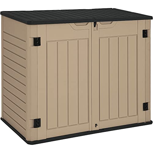 YITAHOME 6x6FT Resin Storage Unit sans Flooring, All-Weather Plastic Shed with Window, Vents and Secured Doors, Outdoor Plastic Tool Cabin for Poolside, Lawn, Backyard, Patio, Dark Gray Dark