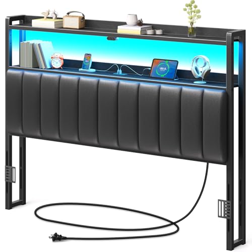 Rolanstar Headboard for Queen Size Bed with Storage, 60,000 DIY Color of LED Light, Head Board with...