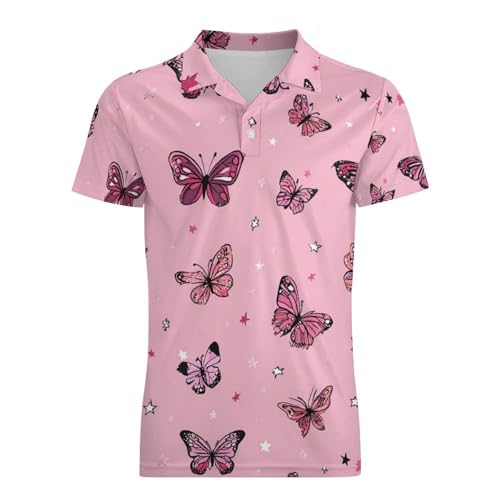 Boys' Classic Polo Shirts Short Sleeve Moisture-Wicking Golf & Tennis Shirts for Youth Teens Pink Dog4