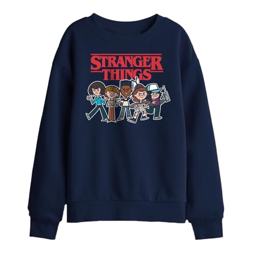 Stranger Things Cartoon Group - Felpa per Bambini, Colore Nero,