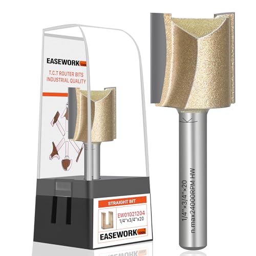 EASEWORK TOOL 1/4 Shank Straight Router Bit Professional-Grade Carbide Tipped for Woodworking Grooving Dadoing & Edge Routing 3/4 Diameter 3/4 Depth