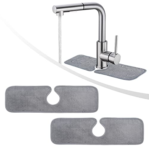 2 Pack of Faucet Absorbent Mat, Kitchen Sink Splash Guard, Behind Faucet, Faucet Splash Catcher, Sink Water Splash Guard, Drying Mat for Kitchen, Bathroom, Farmhouse and RV, 17.7'' x 4.5''