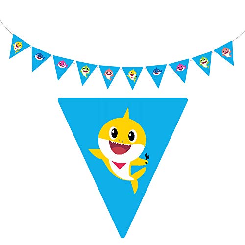 10 Bandeirolas Triangular Baby Shark