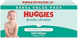 HUGGIES Baby Wipes Fragrance Free 640 Pack (8 x 80 Pack) - Packaging May Vary