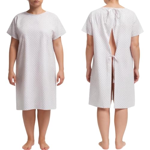 Camison con Cierre Trasero. Pijama Sanitario Mujer y Hombre para Pacientes, Clínicas y Residencias. Camisón Hospitalario Talla Única. Batas Hombre Manga Corta Facilita la Movilidad y Respiración.