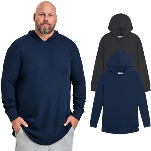 STRONGSIZE Men's Big and Tall Hoodies – Waffle Knit Thermal Shirts – Longer Length Lightweight...