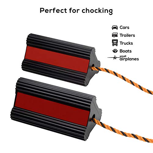 Valup High Duty Wheel Chock Pair - Wheel Chocks For Travel Trailers, Rv, Cars, Aircraft, Etc - Rubber Wheel Chock - Long Connection Rope #TOP3