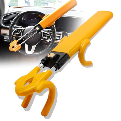 Steering Wheel Lock,Twin Bar Steering Wheel Locks,Car Anti-Theft Device Security Device,Car Retractable Steering Lock with 2 Keys,Universal Fit for Auto/Truck/Van