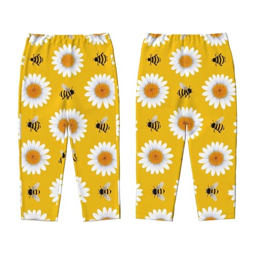 Pajama Pants Pajama Bottoms with Elastic Waistband Sleepwear Lounge PantsBee White Daisy Flowers 13