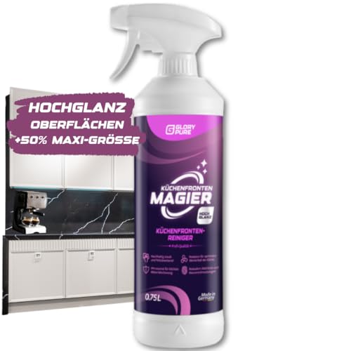 GLORYPURE KÜCHEN-FRONTEN MAGIER ALTO BRILLANZ 750 ml | Limpiador especial profesional para frentes de cocina de alto brillo, superficies sin rayas ni rayas, antihuellas, conservación óptima del valor