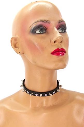 Leather Rhinestone/Spike Choker (Large)