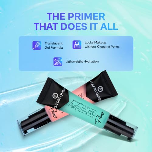 Image of Colors Queen Grippy Grip Primer for Face Makeup | Gel Based & Hydrating | Blurs Fine Lines, Wrinkles & Pores | Dewy Finish | Lightweight Primer Enriched with Niacinamide & Hyaluronic Acid (Green, 35ml)