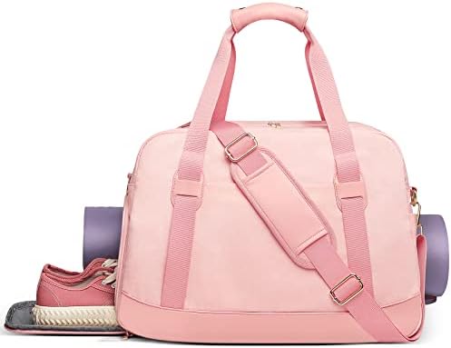 Sports Gym Bag for Women, Sport Duffle Workout Bags with Shoe Compartment & Wet Pocket, Small Womens Gym Bags