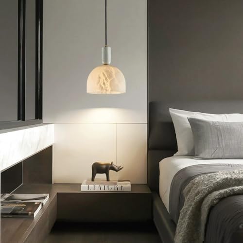 Lustre de chevet LED compact en marbre pour optimiser l'espace nuit