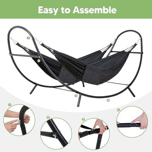 SUNCREAT Hammocks 2 Person Standing Patio Hammock, Portable Hammock with Stand Foldable, Patent Pending, Dark Gray by SUNCREAT - Used condition - Image 6