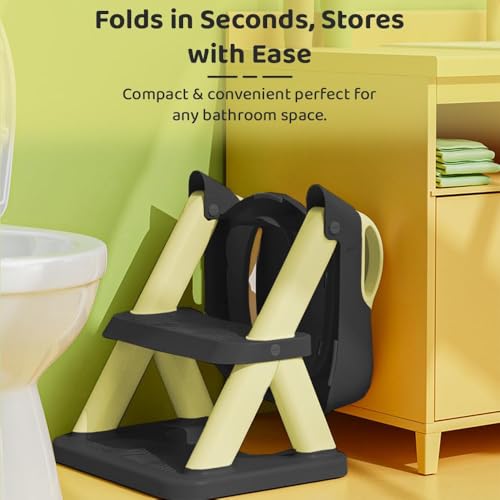 Image of StarAndDaisy Potty Seat for Kids 1-3 Years | Toilet Seat for Kids with Adjustable Height & Removable Soft Cushion, Fits All Western Toilets seat (Black-Yellow)