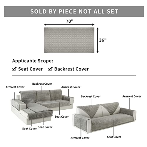 Deep Dream Couch Cover, Sectional Couch Covers, Sofa Covers for 3 Cushion Couch, Couch Cover for Dogs Pets Recliner Loveseat L Shaped, Anti-Slip Sofa Covers 36 x 70 Inch - Light Gray(Only 1 Piece)