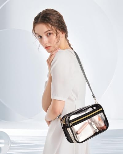Image of Clear Crossbody Bag Stadium Approved Clear Purse - Transparent Messenger Bag with Front Pocket