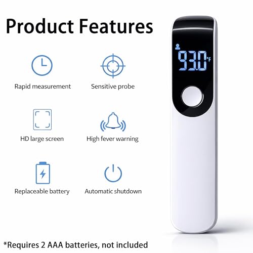 No-Touch Forehead Thermometer – Infrared Digital Thermometer for Adults, Kids, Babies, with Fever Alarm, Instant Reading, ℃/℉ Switch, Room & Surface Mode (Excluding The Battery) - Image 4
