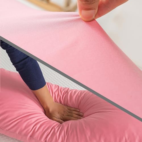 WhatsBedding Memory Foam Body Pillow with Breathable Zippered Cotton Cover, Full Body Pillow for Adults, Long Pillow for Sleeping, Firm Pillow Breathable Fluffy Supportive - Foggy Pink