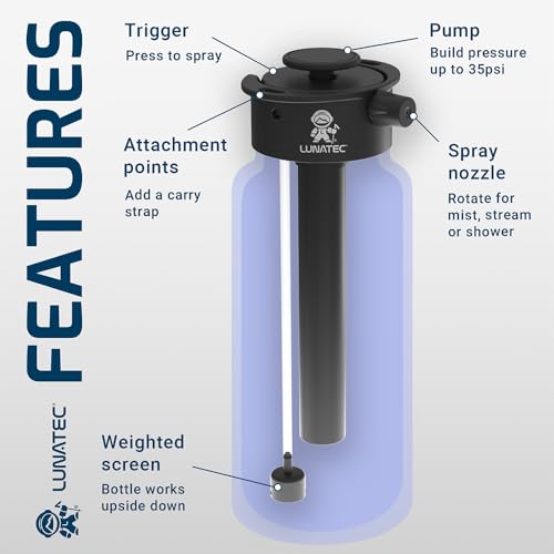 Botella de Agua Pulverizadora Aislada Lunatec® - Mister personal presurizado, ducha de campamento y botella deportiva todo en uno sin BPA miniatura 5